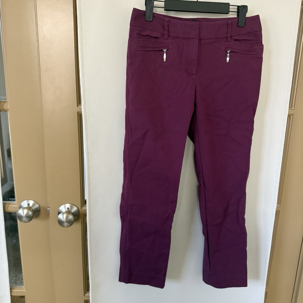 White House Black‎ Market Womens 4R Purple Perfect Form Ankle Dress Pants Slacks